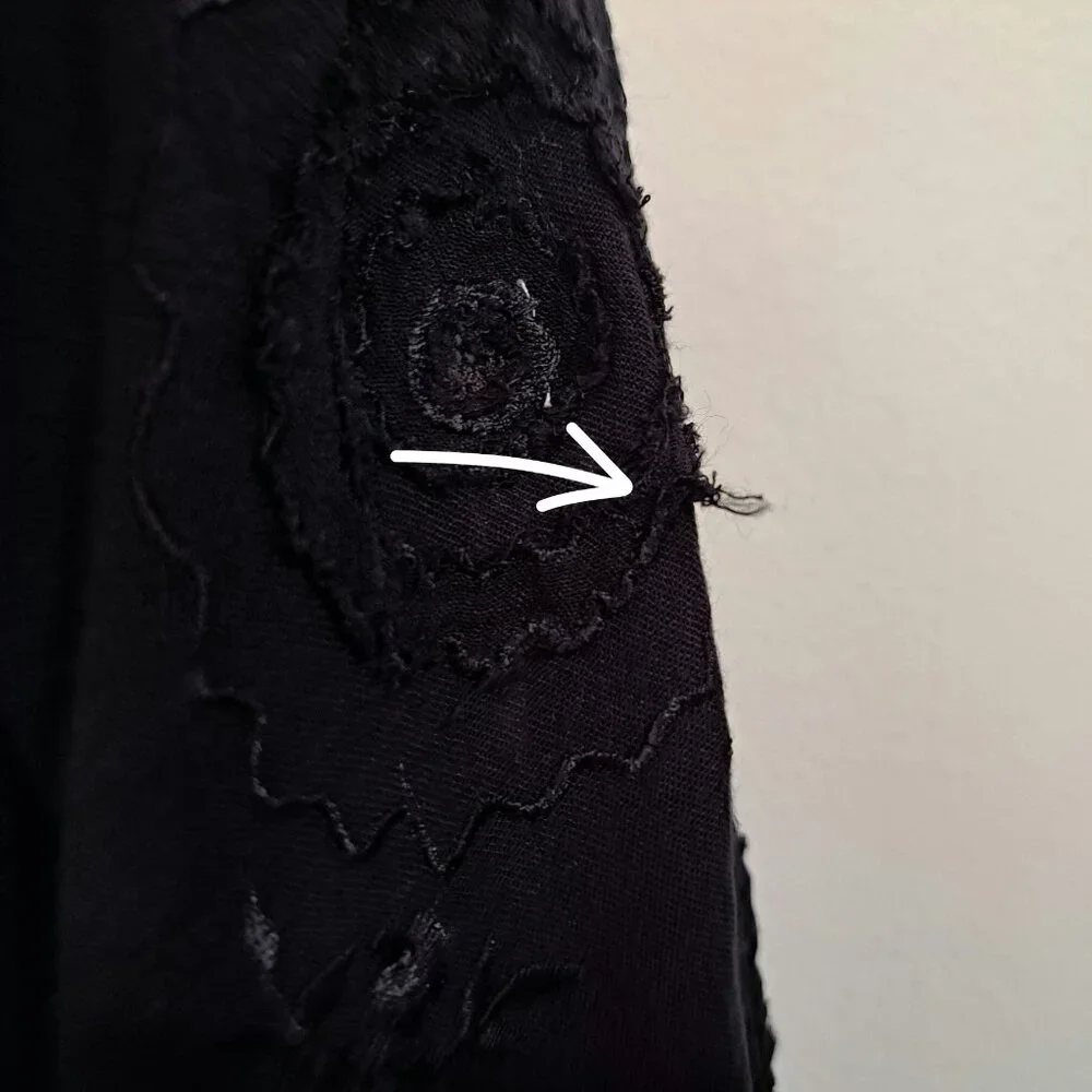 Free People Black Long Sleeve Tiered Lace Midi Dress